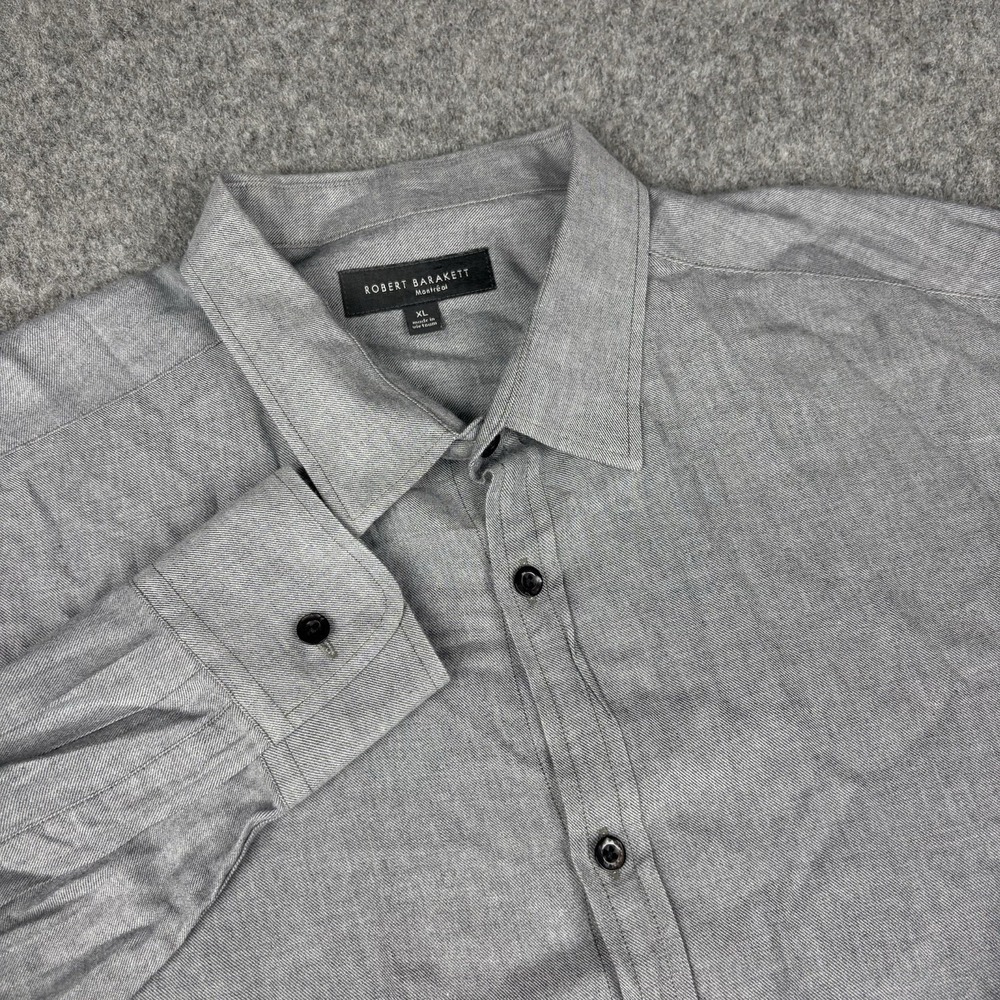 Robert Barakett Button Up Shirt Men's XL Gray Long Sleeve Casual Designer EUC